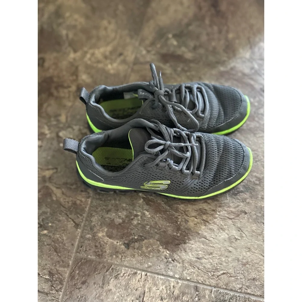 Skechers Air Cooled‎ Memory Foam Boys Athletic Shoes Gray Neon Size 5